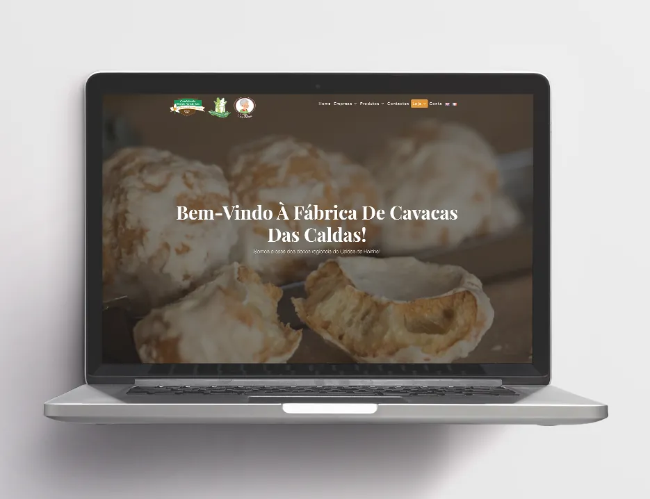 Site da Fábrica de Cavacas das Caldas num portátil